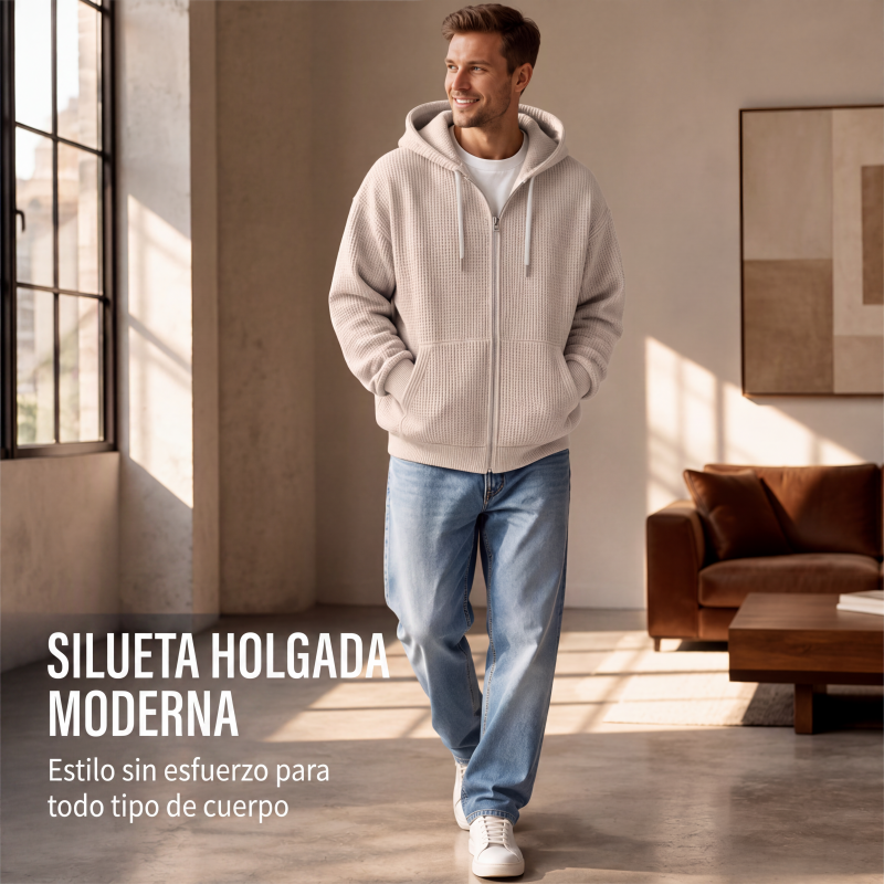 Sudadera Waffle con Capucha y Cierre para Hombre - vista 7