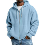 Sudadera Waffle con Capucha y Cierre para Hombre en color azul cielo