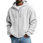 Sudadera Waffle con Capucha y Cierre para Hombre en color blanco