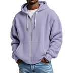 Sudadera Waffle con Capucha y Cierre para Hombre en color morado
