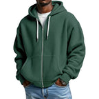 Sudadera Waffle con Capucha y Cierre para Hombre en color verde