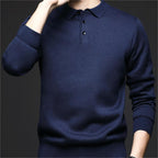 Suéter Camisero con Solapa para Hombre Acolchado en color azul oscuro