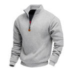 Suéter de Cuello Alto con Media Cremallera para Hombre en color gris claro