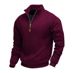 Suéter de Cuello Alto con Media Cremallera para Hombre en color rojo oscuro