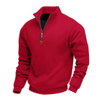Suéter de Cuello Alto con Media Cremallera para Hombre en color rojo vivo