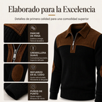Suéter de Punto con Media Cremallera y Detalles de Pana para Hombre - vista 2