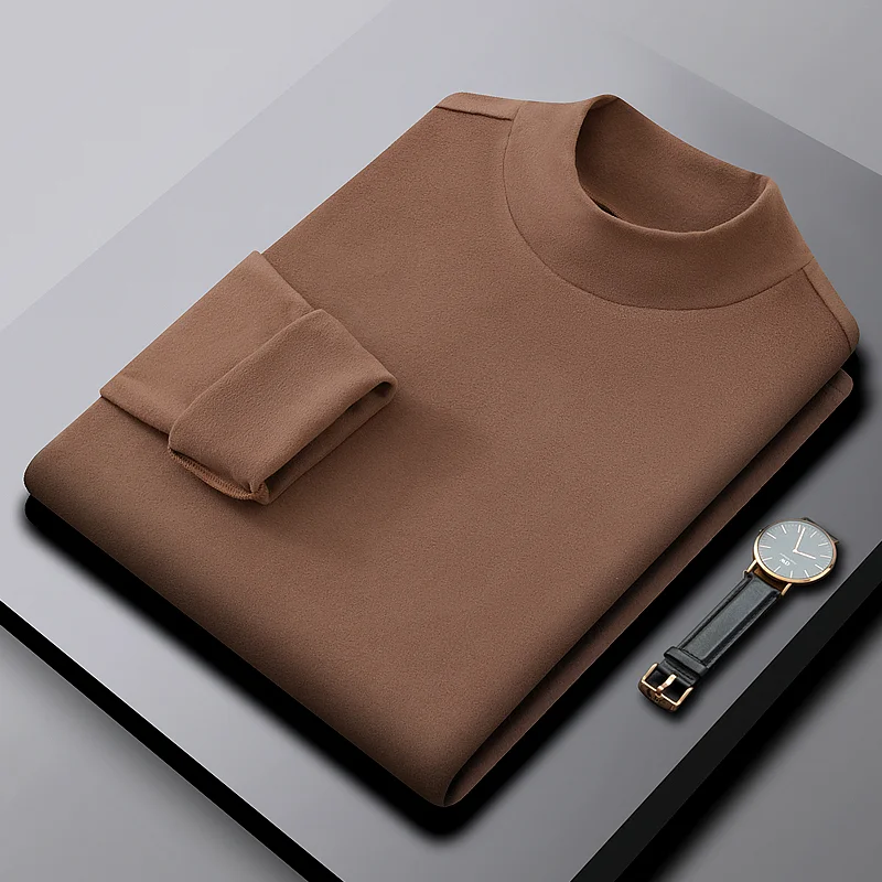 Suéter de Medio Cuello Alto para Hombre Reversible en color café