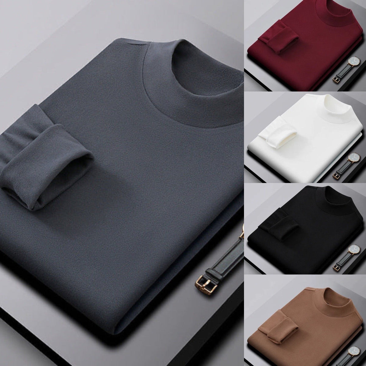 Suéter de Medio Cuello Alto para Hombre Reversible en color gris