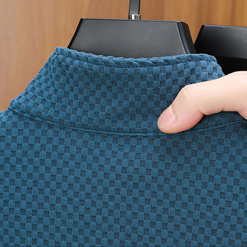Suéter de Punto con Media Cremallera para Hombre Textura Cuadros - vista 5