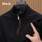 Suéter de Punto con Media Cremallera para Hombre Textura Cuadros en color negro