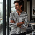 Suéter de Punto a Rayas para Hombre Cuello V Manga Larga - vista 3
