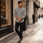 Suéter de Punto a Rayas para Hombre Cuello V Manga Larga - vista 6