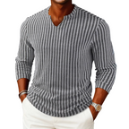 Suéter de Punto a Rayas para Hombre Cuello V Manga Larga en color negro y blanco