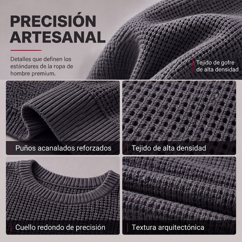 Suéter de Punto Waffle para Hombre Cuello Redondo - vista 3
