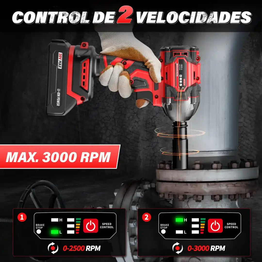 Llave de Impacto Inalámbrica 1/2" 21V con 2 Baterías y Maletín