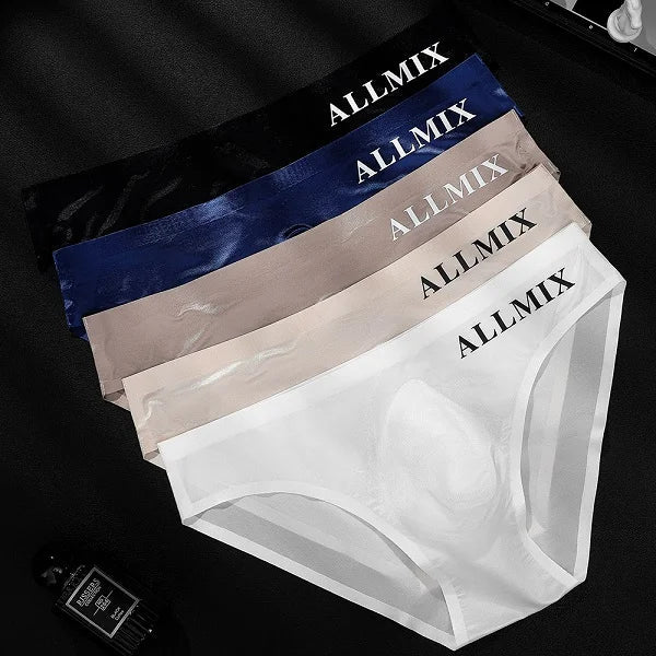 Tanga de Seda Fría para Hombre con Bolsa 3D en color 4 colores (4 piezas)