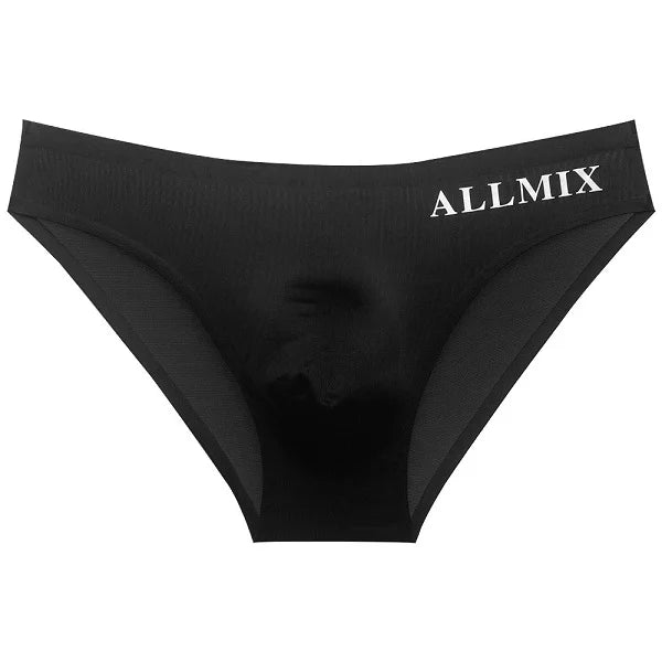 Tanga de Seda Fría para Hombre con Bolsa 3D en color negro