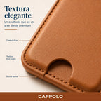 Tarjetero magnético Cappolo - textura tipo cuero y costura fina