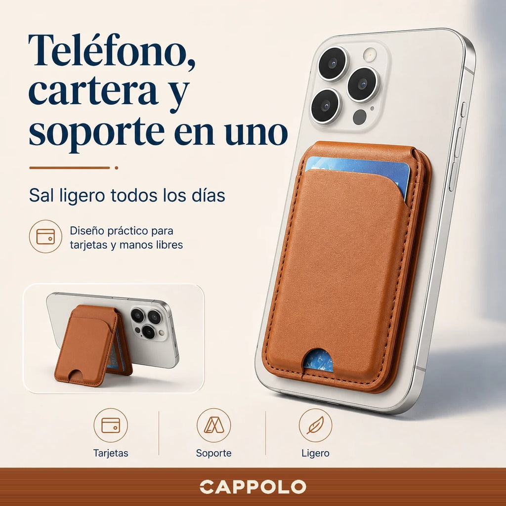 Tarjetero magnético Cappolo - teléfono, cartera y soporte en uno
