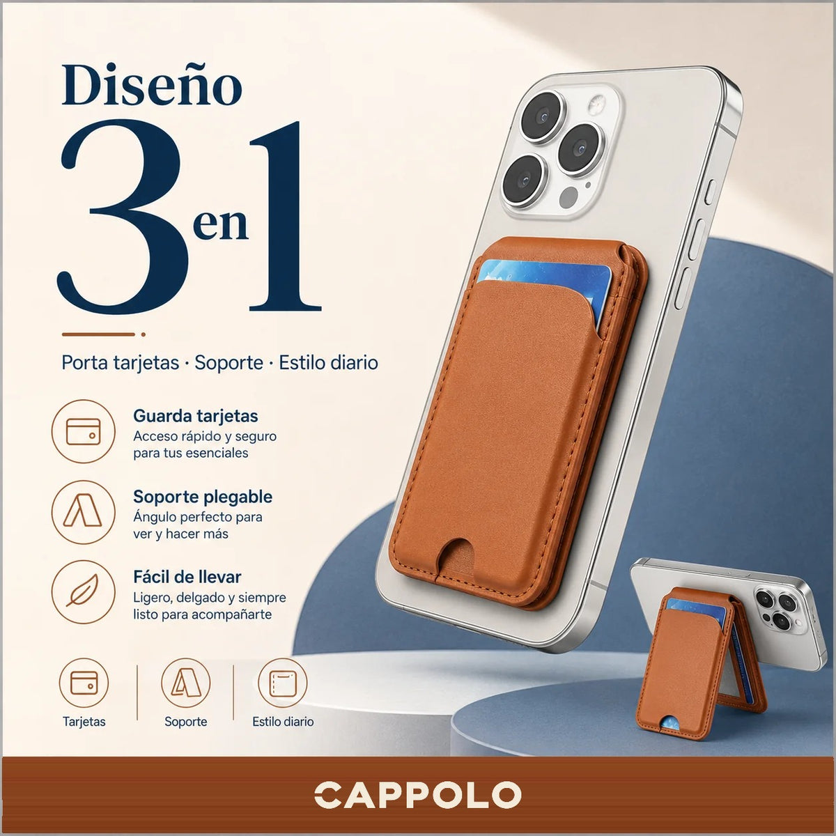 Tarjetero magnético Cappolo - diseño 3 en 1