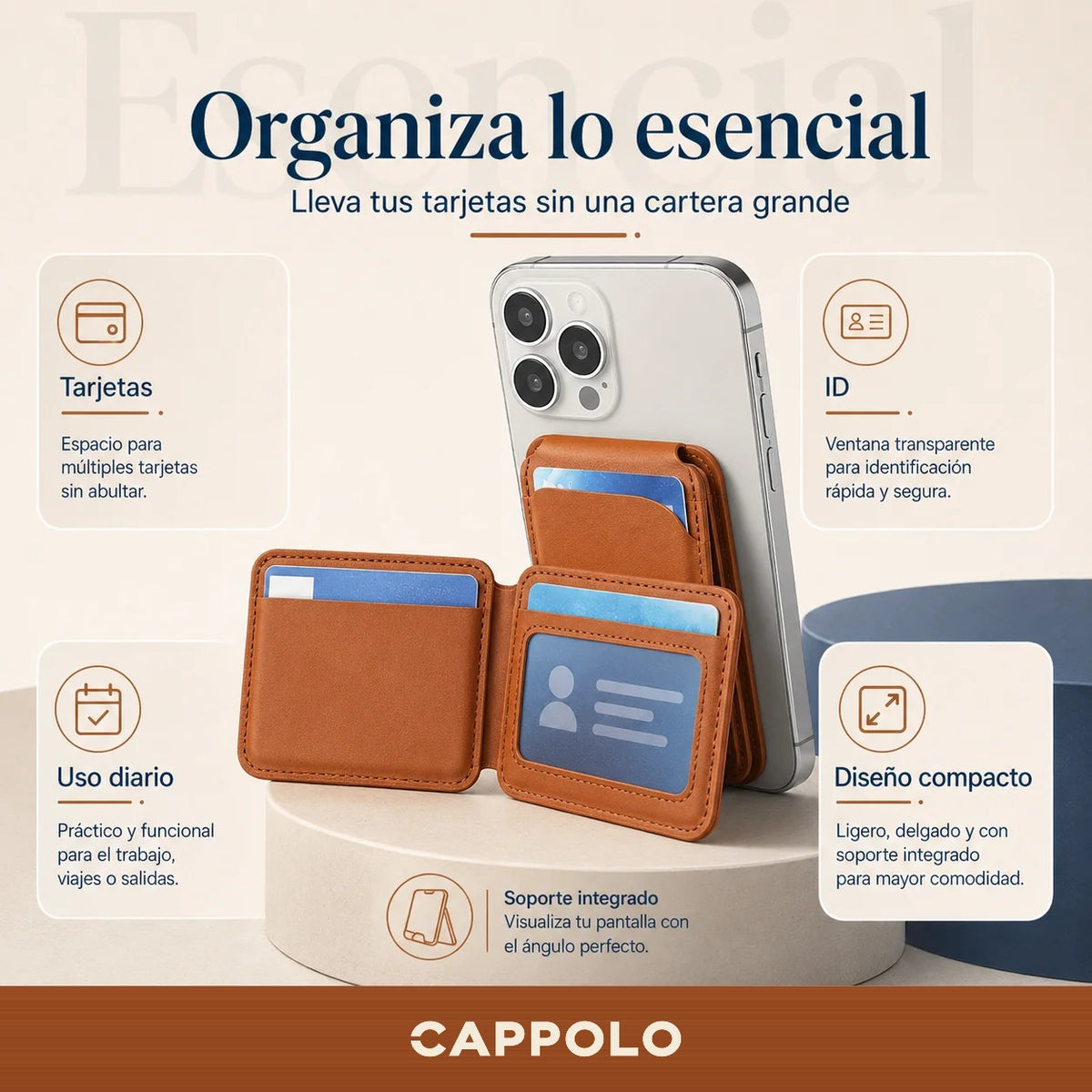 Tarjetero magnético Cappolo - organiza tarjetas e identificación