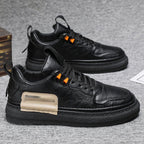 Tenis Casuales de Piel Sintética para Hombre Suela Gruesa en color negro