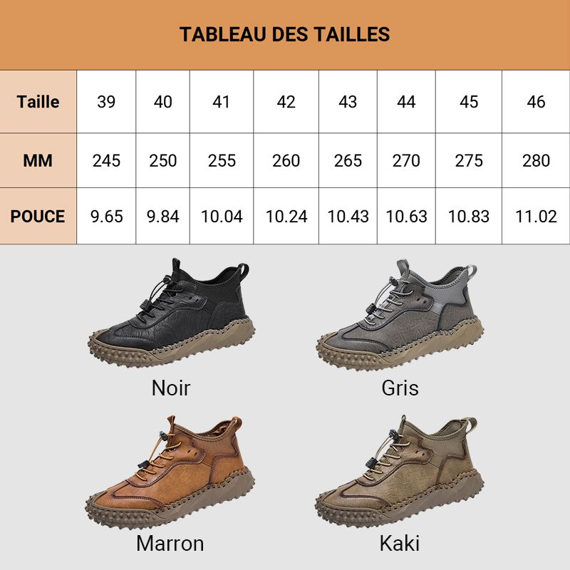 Tenis de Piel Cosidos a Mano para Hombre Todo Terreno - vista 14