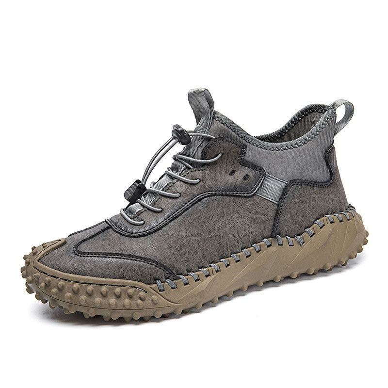 Tenis de Piel Cosidos a Mano para Hombre Todo Terreno en color gris