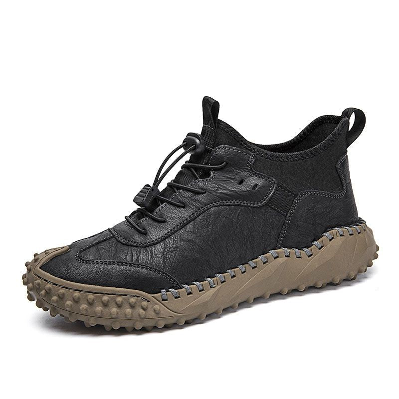 Tenis de Piel Cosidos a Mano para Hombre Todo Terreno en color negro