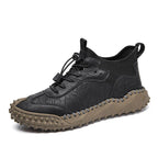 Tenis de Piel Cosidos a Mano para Hombre Todo Terreno en color negro
