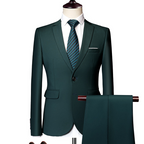 Traje de 2 Piezas para Hombre Corte Moderno Slim en color verde oscuro