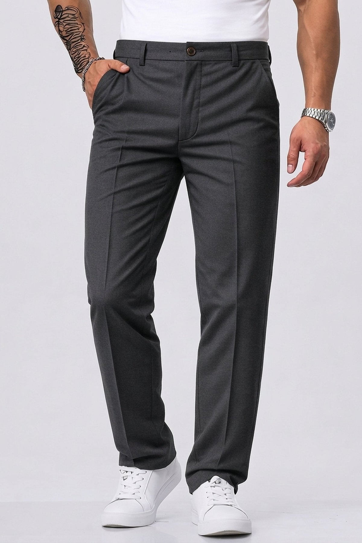 Pantalón de Vestir Elástico para Hombre de Corte Moderno