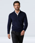 Suéter de Punto Fino para Hombre con Cuello Alto y Medio Cierre