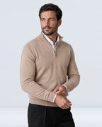 Suéter de Punto Fino para Hombre con Cuello Alto y Medio Cierre