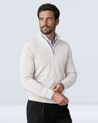 Suéter de Punto Fino para Hombre con Cuello Alto y Medio Cierre