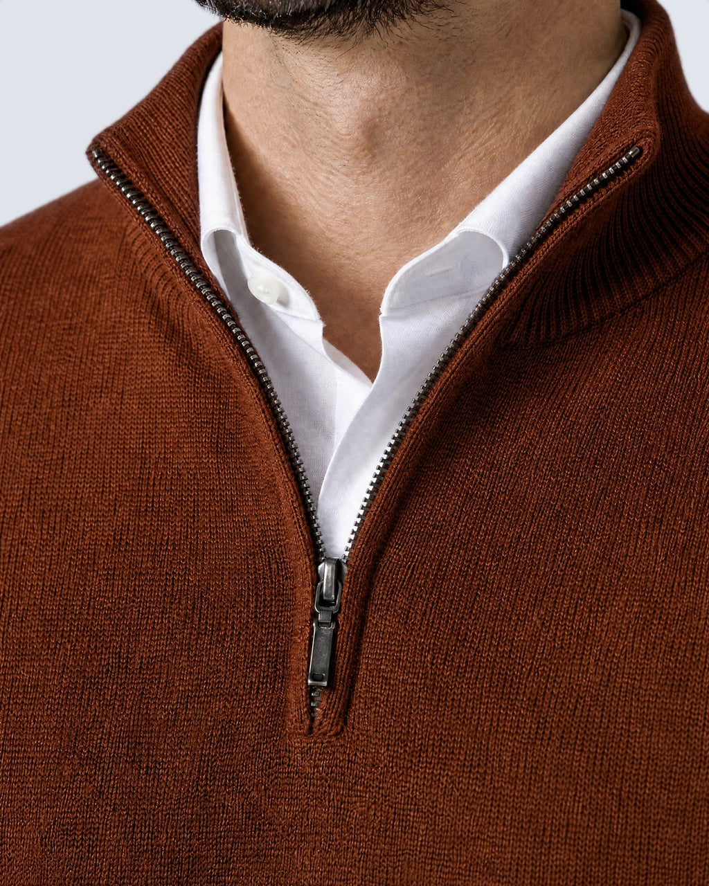 Suéter de Punto Fino para Hombre con Cuello Alto y Medio Cierre