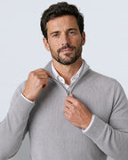 Suéter de Punto Fino para Hombre con Cuello Alto y Medio Cierre