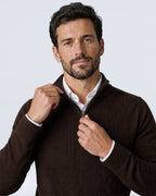 Suéter de Punto Fino para Hombre con Cuello Alto y Medio Cierre