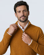 Suéter de Punto Fino para Hombre con Cuello Alto y Medio Cierre