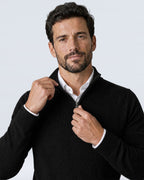 Suéter de Punto Fino para Hombre con Cuello Alto y Medio Cierre