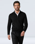 Suéter de Punto Fino para Hombre con Cuello Alto y Medio Cierre