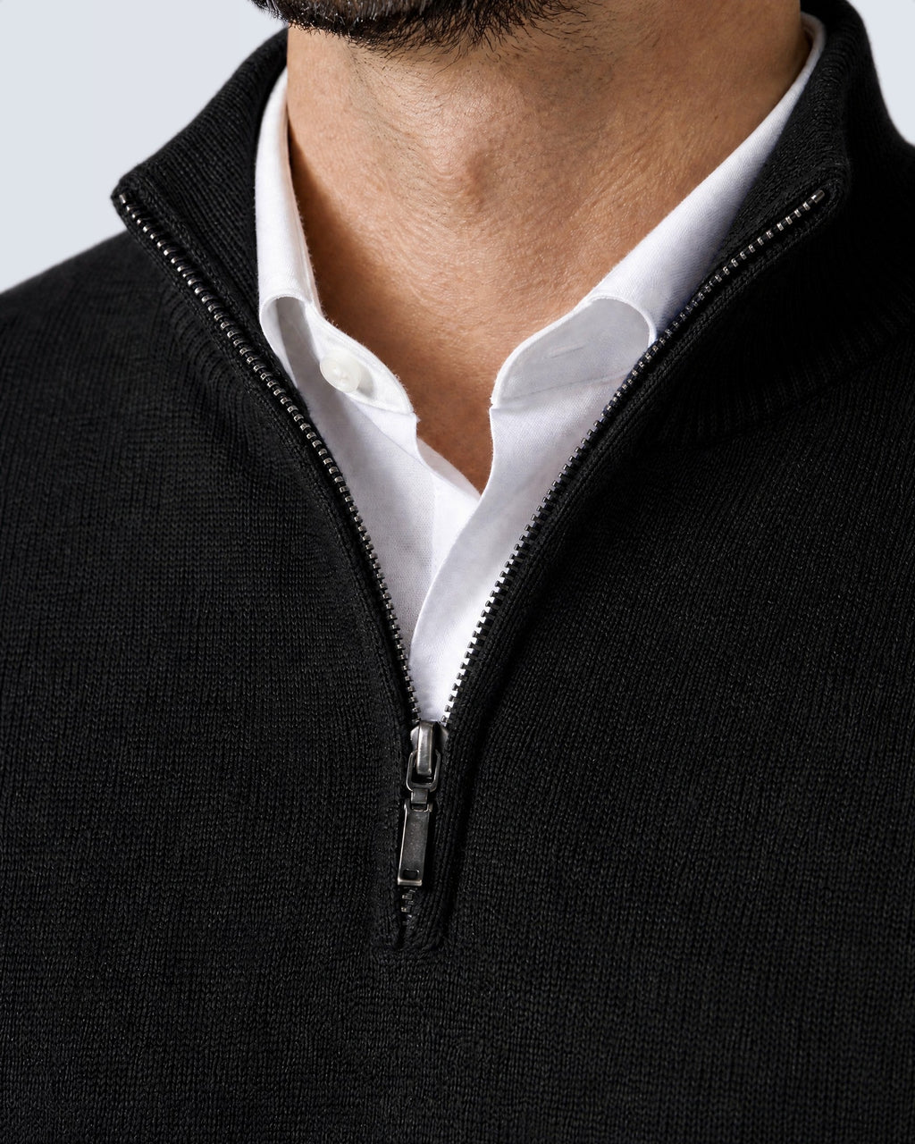 Suéter de Punto Fino para Hombre con Cuello Alto y Medio Cierre