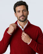 Suéter de Punto Fino para Hombre con Cuello Alto y Medio Cierre