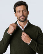 Suéter de Punto Fino para Hombre con Cuello Alto y Medio Cierre
