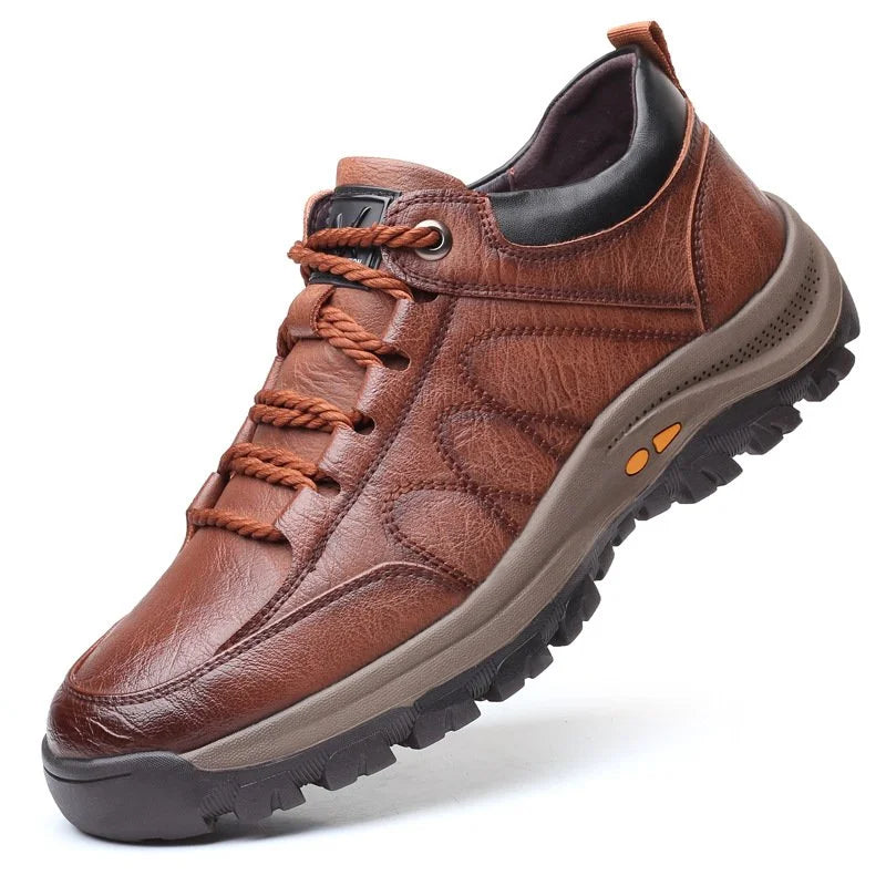 Zapatos Casuales de Cuero Cosidos a Mano para Hombre en color marrón