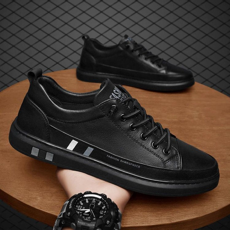 Zapatos Casuales de Piel para Hombre Versátiles en color negro