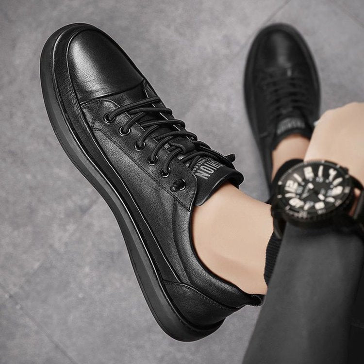 Zapatos Casuales de Piel para Hombre Versátiles en color negro