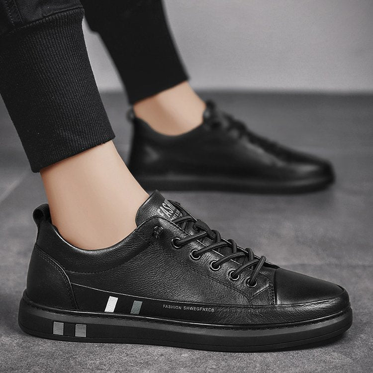 Zapatos Casuales de Piel para Hombre Versátiles en color negro