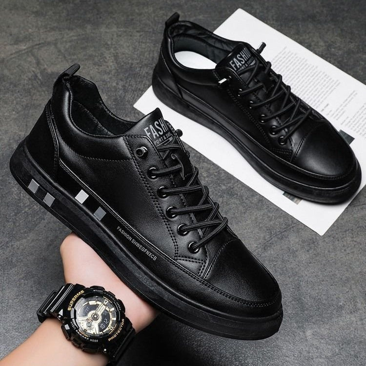 Zapatos Casuales de Piel para Hombre Versátiles en color negro